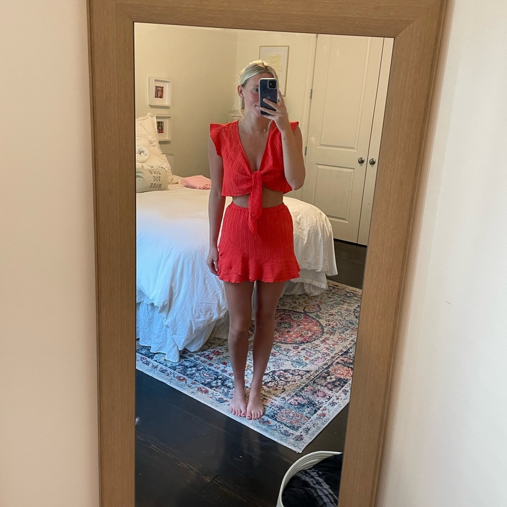 Red/ Orange Skirt and Top Set